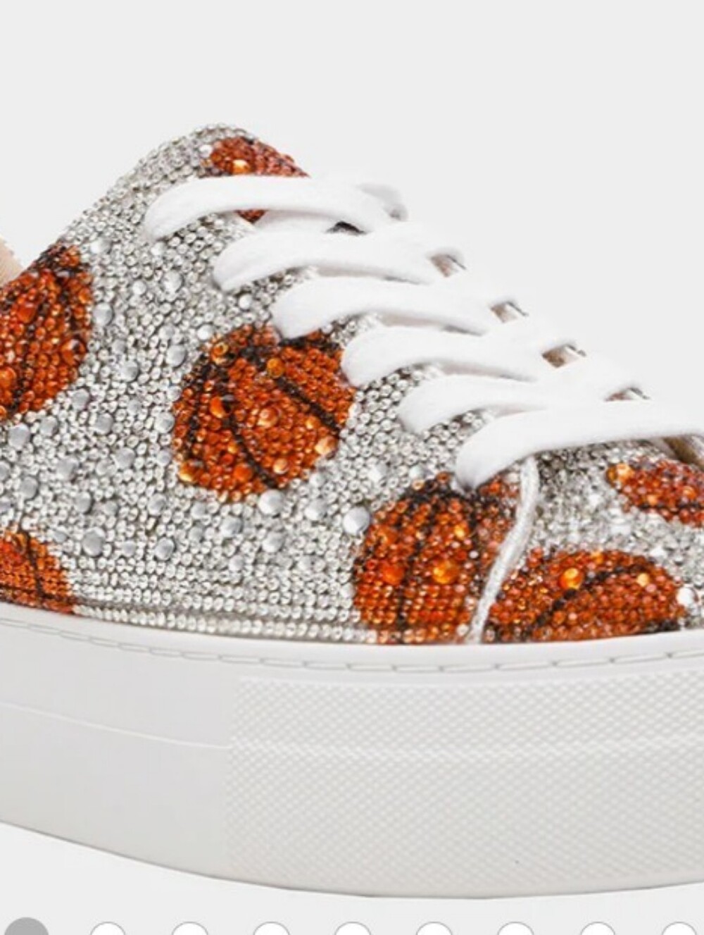 Betsey Johnson Silver Crystal Platform Sneakers with Copper Sequin Spots - Picture 2 of 8